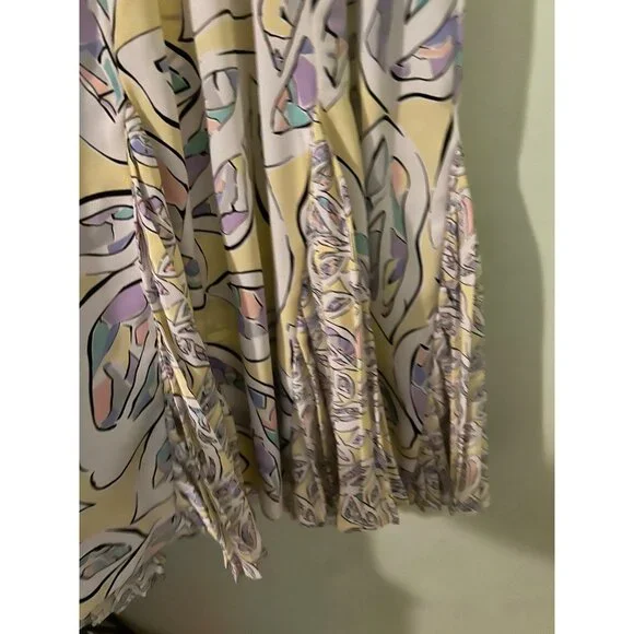 Vintage Anthony Sicari Ruffle Midi Dress Made in USA 80s Pastel Abstract Print P - Picture 10 of 12
